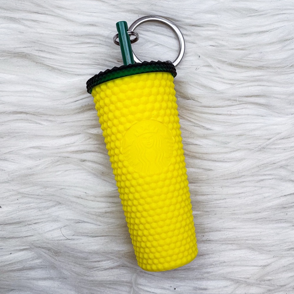 Starbucks Hawaii Pineapple Studded Ornament Keychain Matte Yellow NEW Aloha